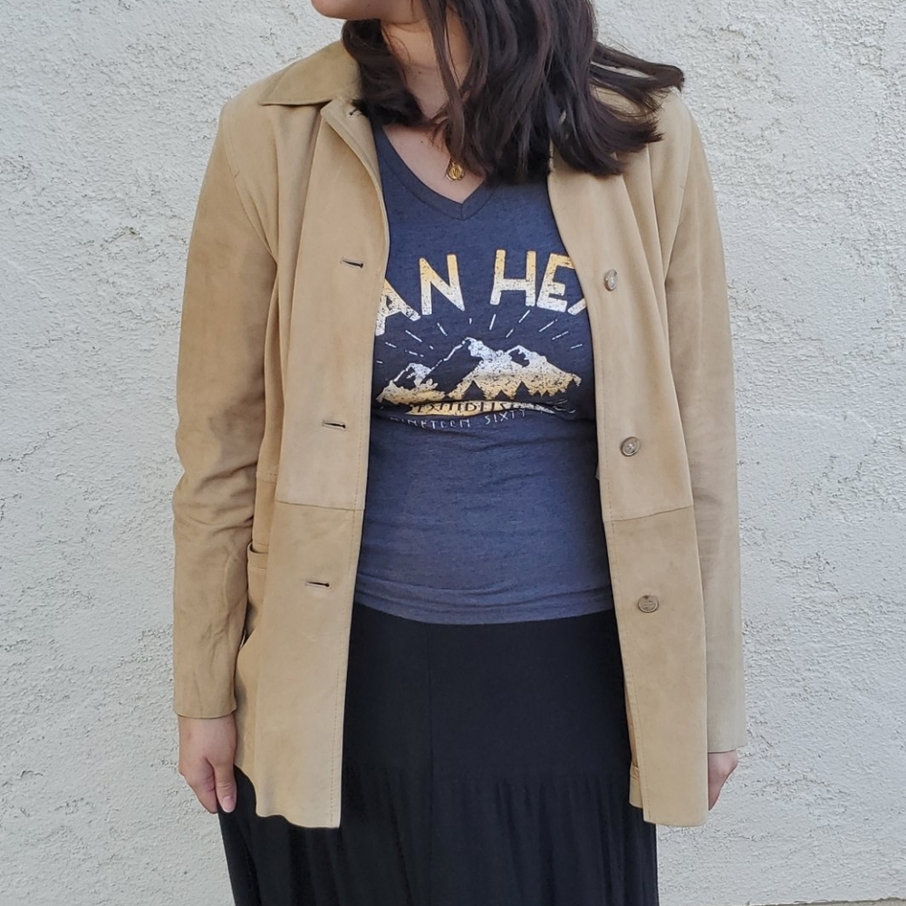 Maxmara weekend tan suede jacket sz 2 - Picture 3 of 16